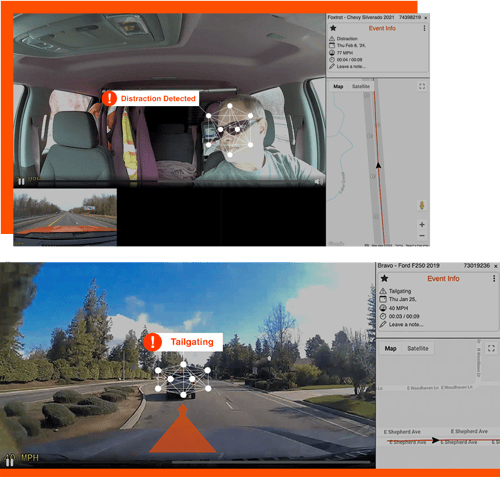 Safety dash cameras equipped with AI technology